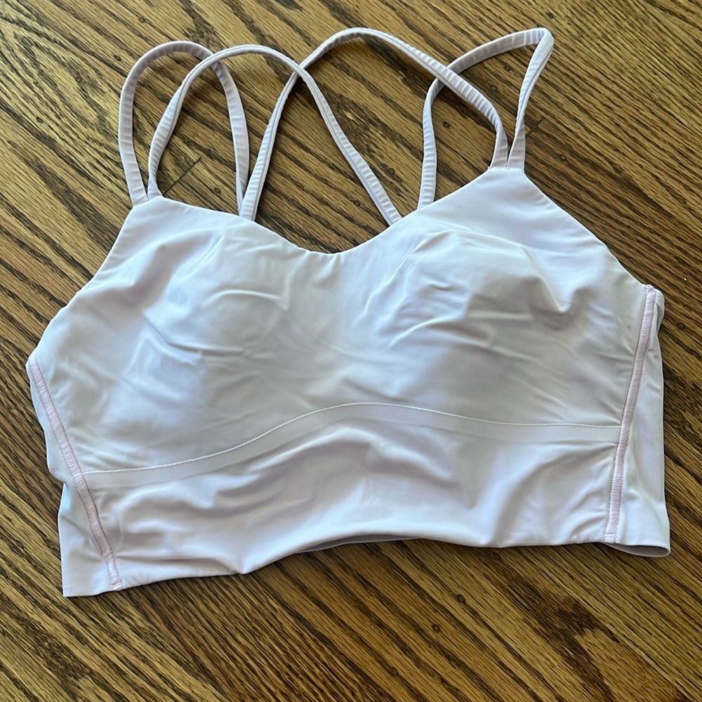 lululemon athletica Pale Pink Strappy Longline Sports Bra